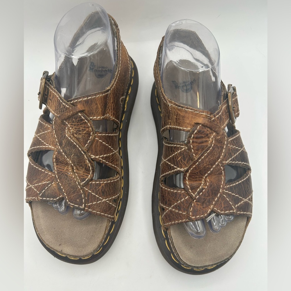 Vtg Dr. Martens Sandals Twist Fisherman Platform Women’s 8 & 9 Brown 90’s Grunge - Picture 4 of 13